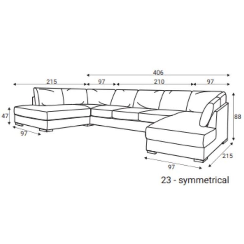 Chill symmetrisk U-sofa 402x215 cm - Storm tekstil