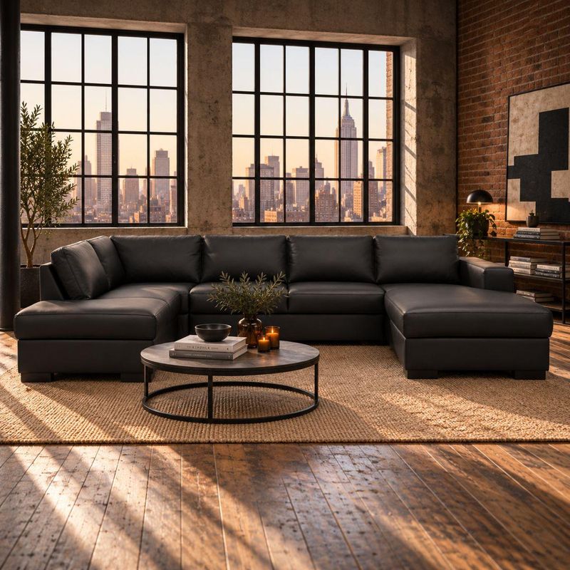 Havn U-sofa i ekte skinn – Skagen Studio