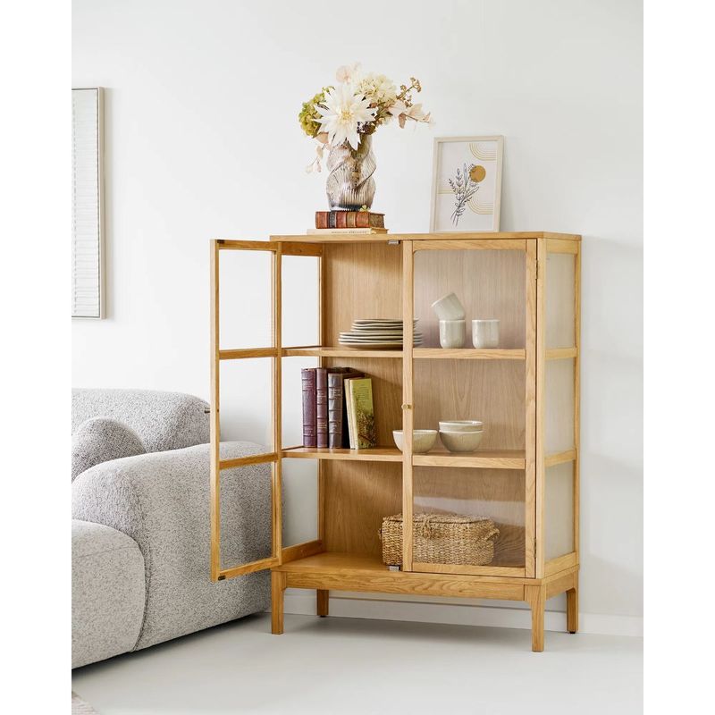 Zamora bredt vitrineskap 120x40 H:126 cm - eikefiner