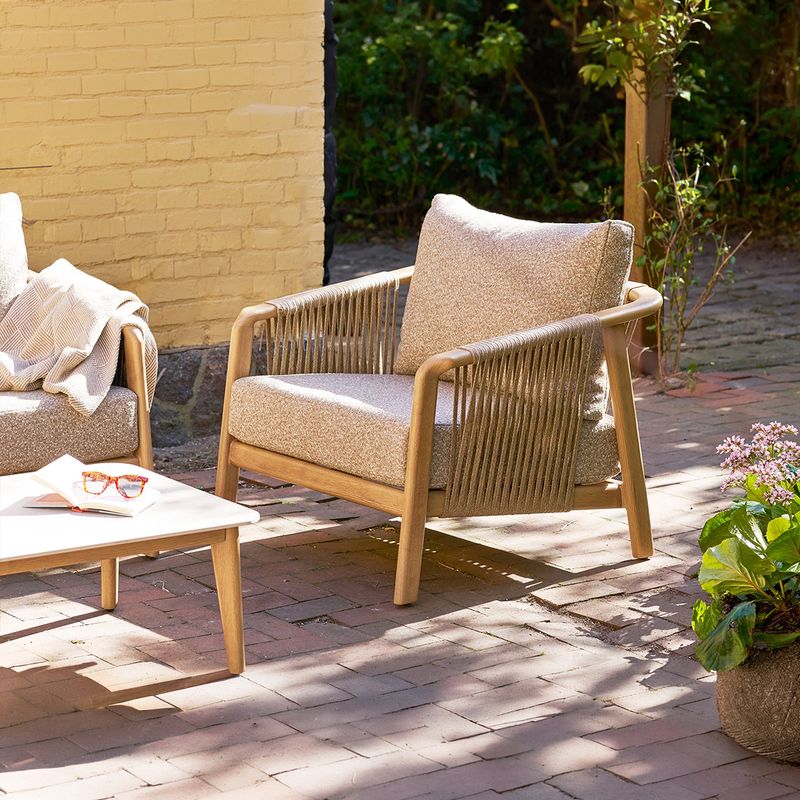 Fargo loungesett 2+1+1 - Taupe / wood look | House Nordic