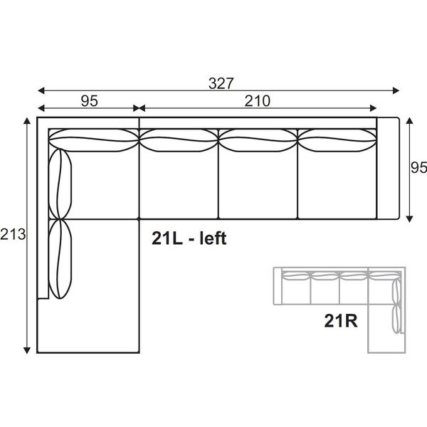 Hovedbilde Archie Hjørnesofa Oppsett 21 327x213cm Cremona ...