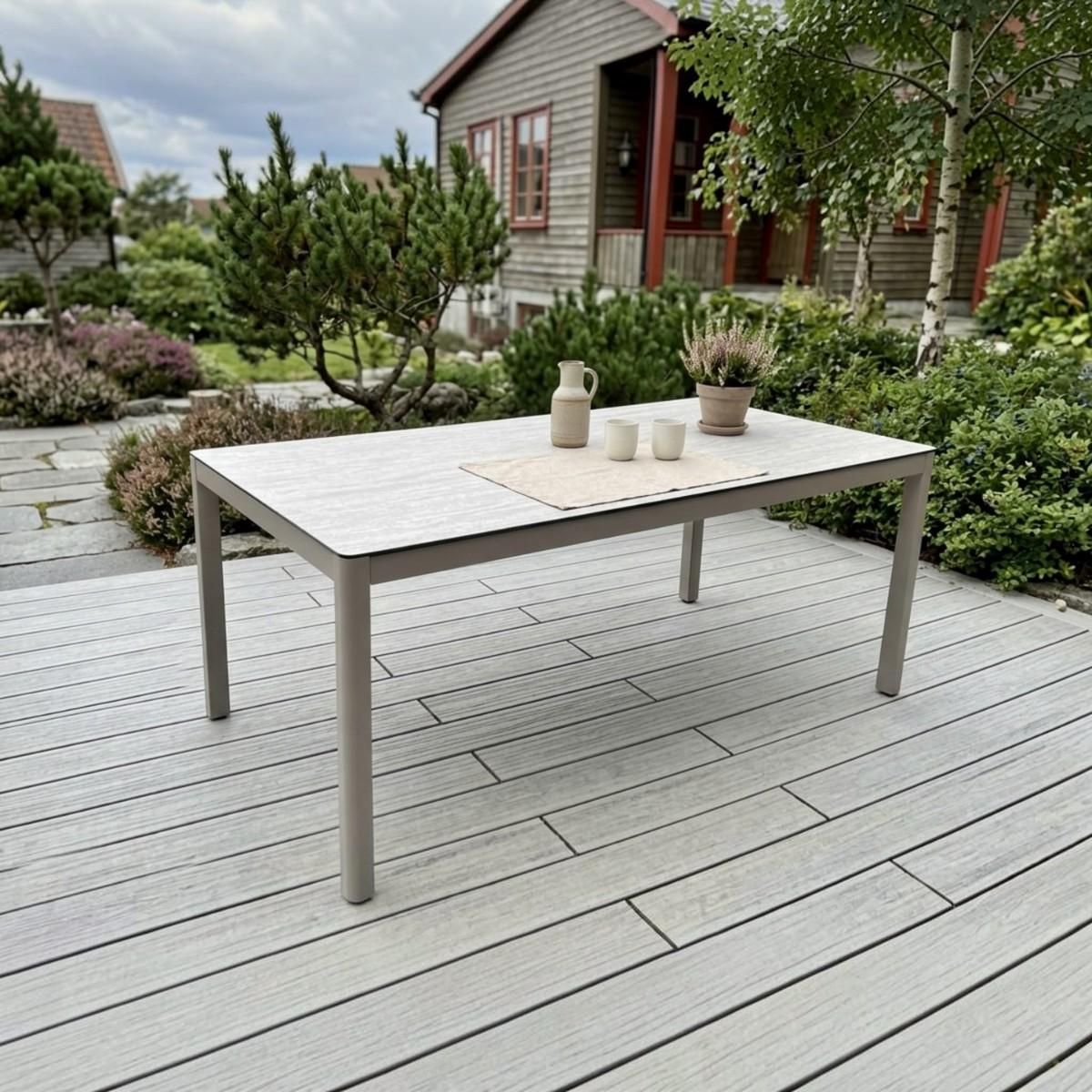 Hydra spisebord med glasstopp 140x80 H:65 cm – champagne aluminium