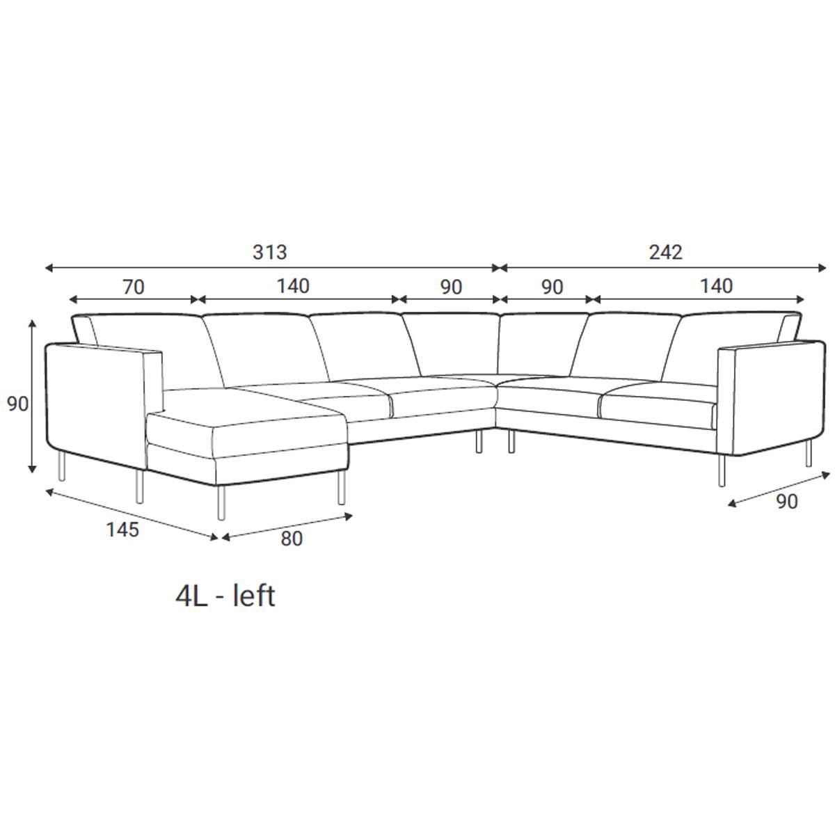 Dublin Oppsett 4 Hjørnesofa Colorado ECO skinn 313x242cm