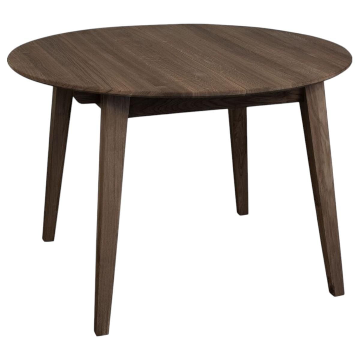 Genova Spisebord Ø110-160 heltre massiv røkt eik m/1 illeggsplate