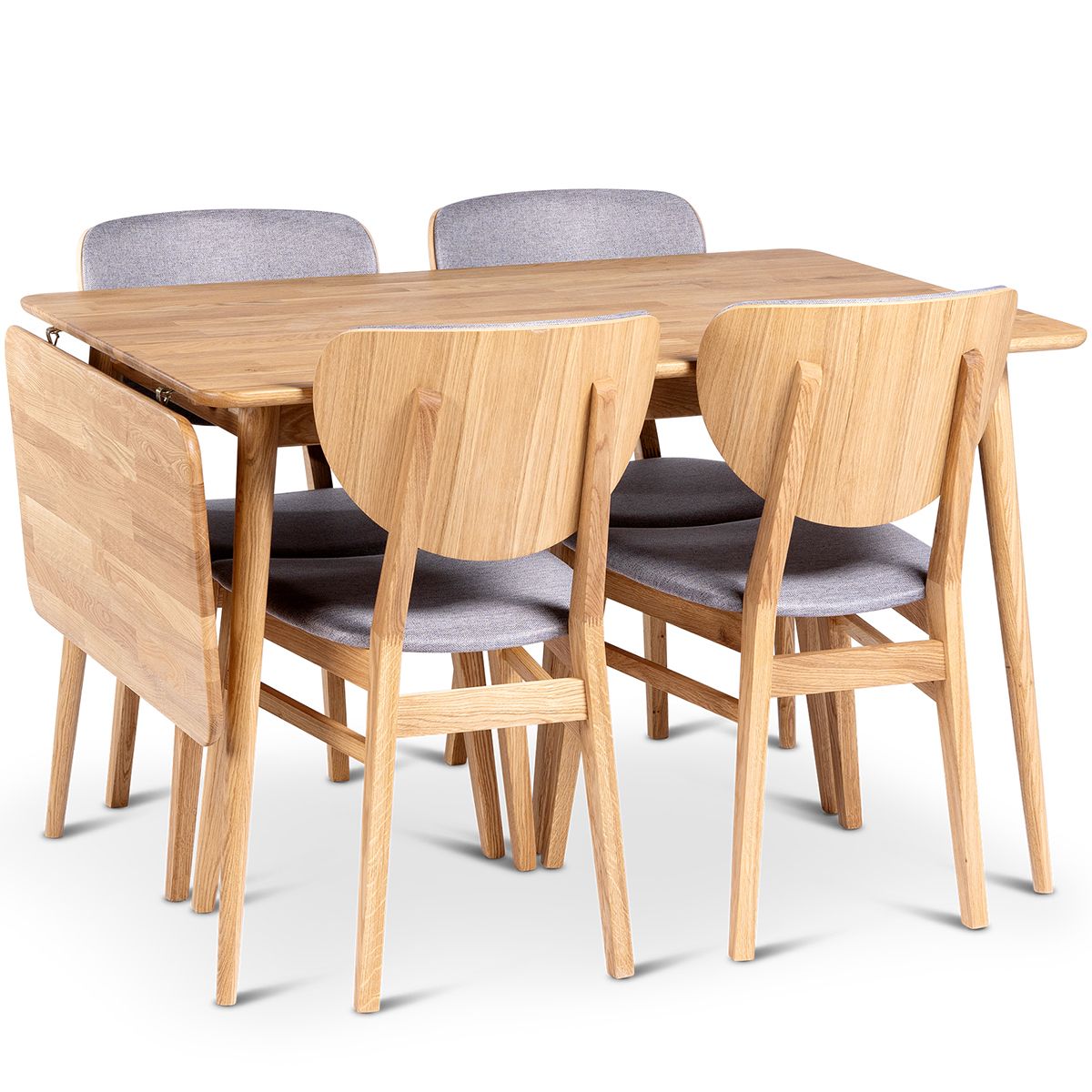 Alborg Heltre Spisebord natur oljet eik 120/160x90x75cm m/ klaff