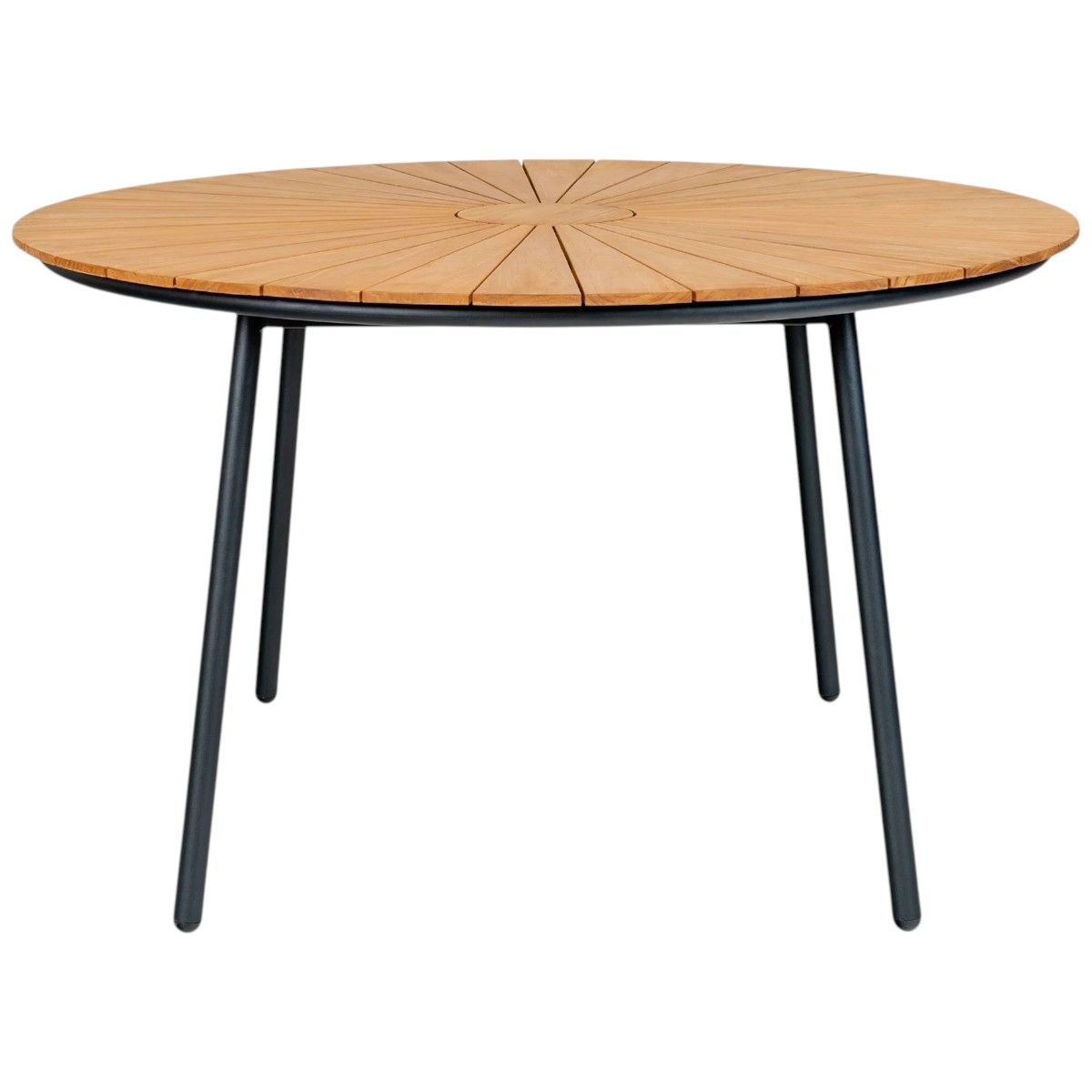 Cleveland Spisebord Ø130 – Teak / Sorte Ben | House Nordic
