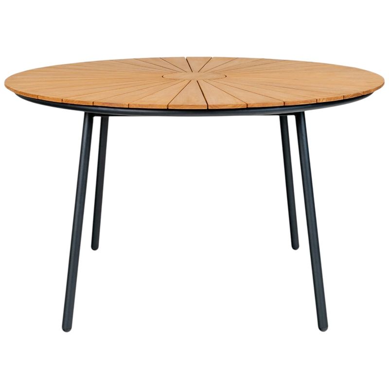 Cleveland Spisebord Ø130 - Teak / Sorte Ben | House Nordic