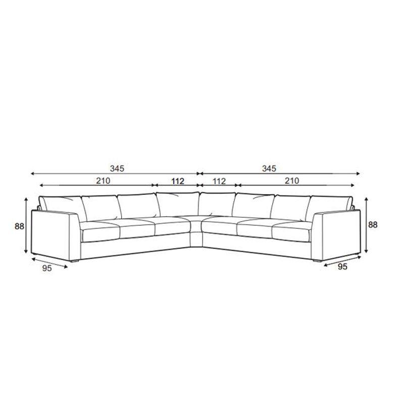 Chill stor hjørnesofa 3+3 345x345 cm – Adore Fuji velur 