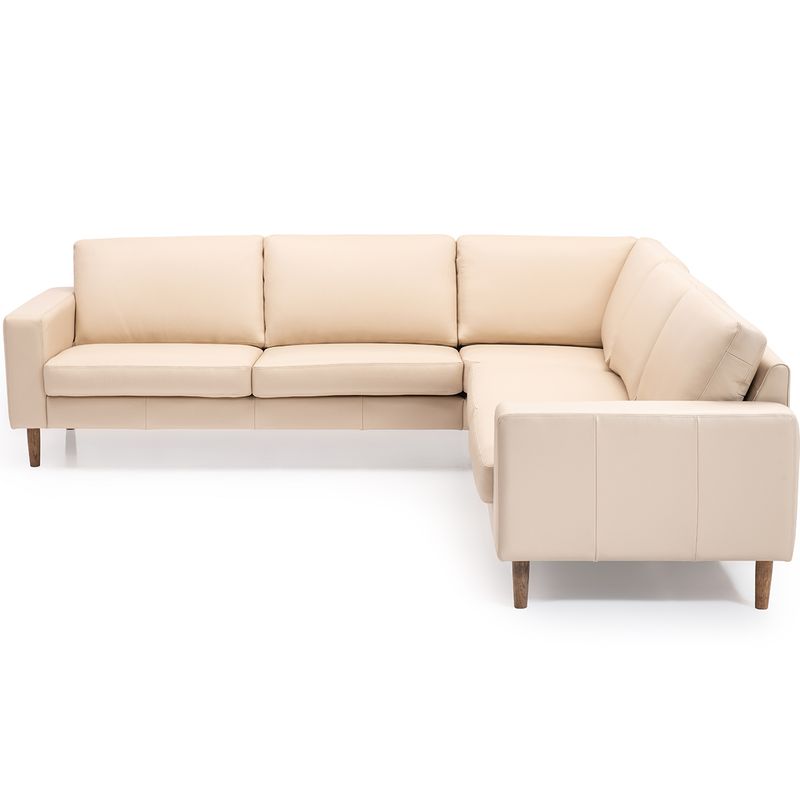 Una hjørnesofa i ekte skinn 267x267 cm | Soleda Skinn