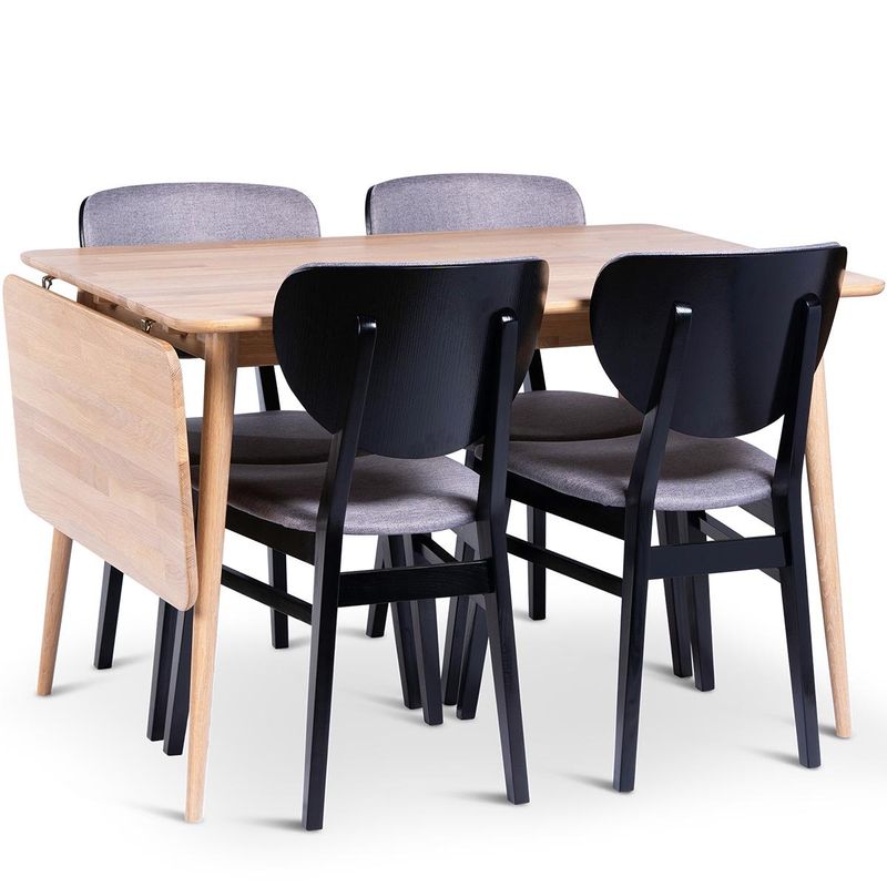 Odense Heltre Spisebord hvitoljet eik 120/160x90x75cm m/ klaff