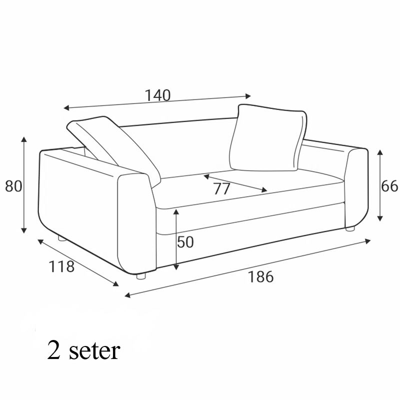 Motive 2 seter sofa 186 cm Wave tekstil
