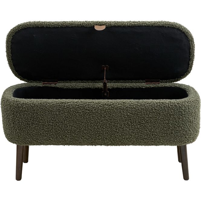 Hovedbilde Harlow 95 cm benk med oppbevaring - grønn bouclé ...