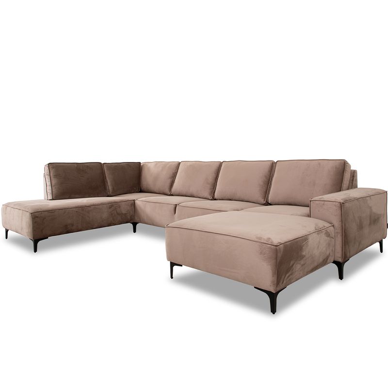 Brussel U-sofa Oppsett 3 Bluvel Tekstil Hjørnesofa 350x214 m/åpen ende