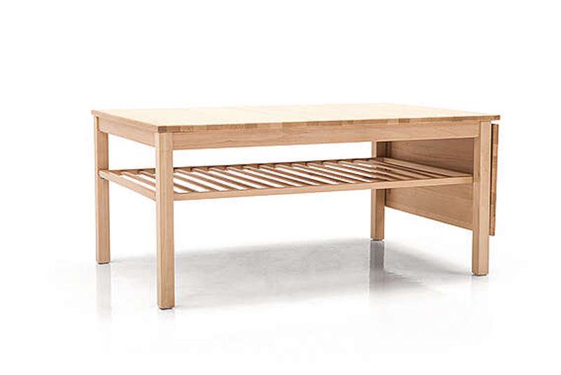 Loke Sofabord heltre hvitoljet eik med hylle uten klaff 70x130 