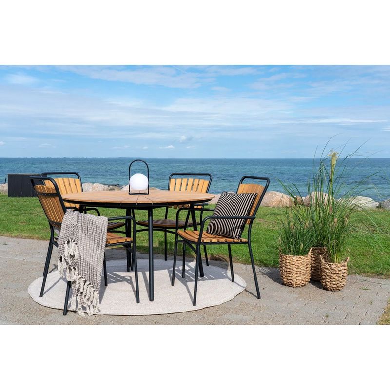 Cleveland Spisebord Ø130 - Teak / Sorte Ben | House Nordic