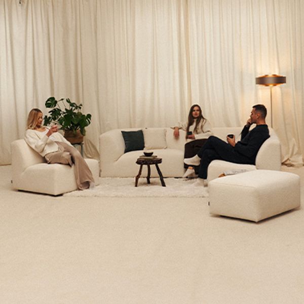 Hector modulsofa i beige bouclèstoff