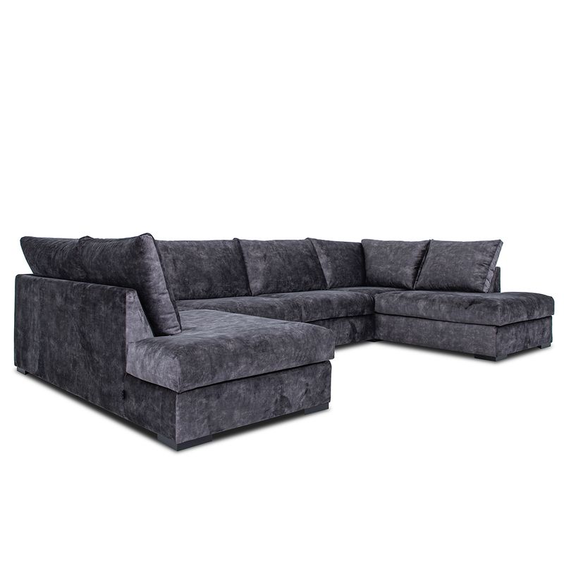Chill stor U-sofa symmetrisk 372x215 cm – Adore Fuji velur