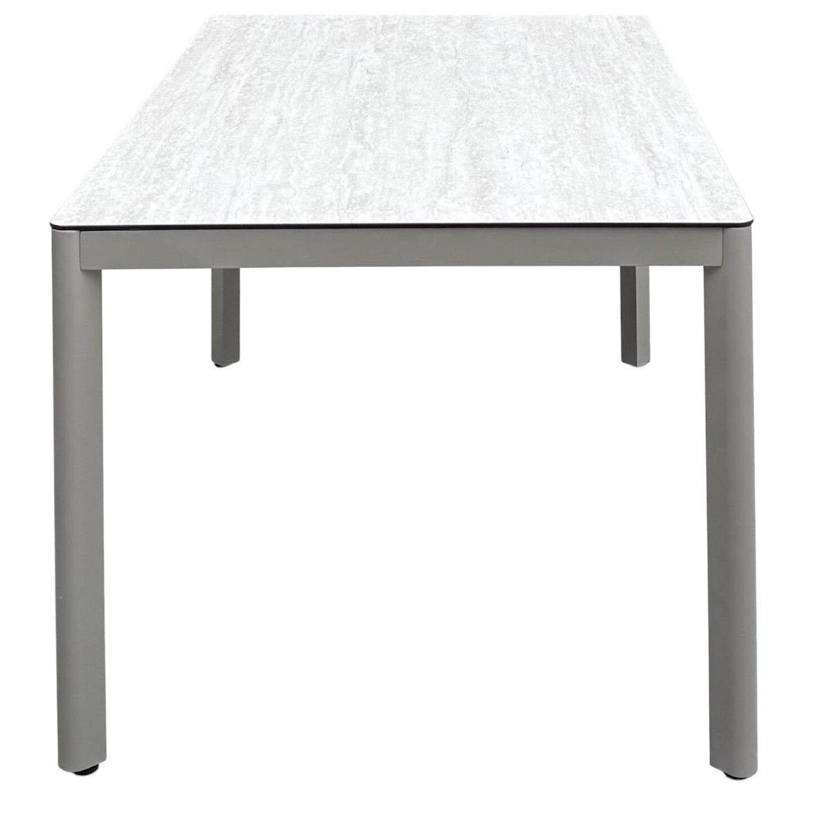 Hydra spisebord med glasstopp 140x80 H:65 cm – champagne aluminium